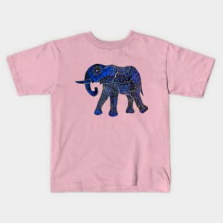 Blue Watercolor Mama Elephant Kids T-Shirt